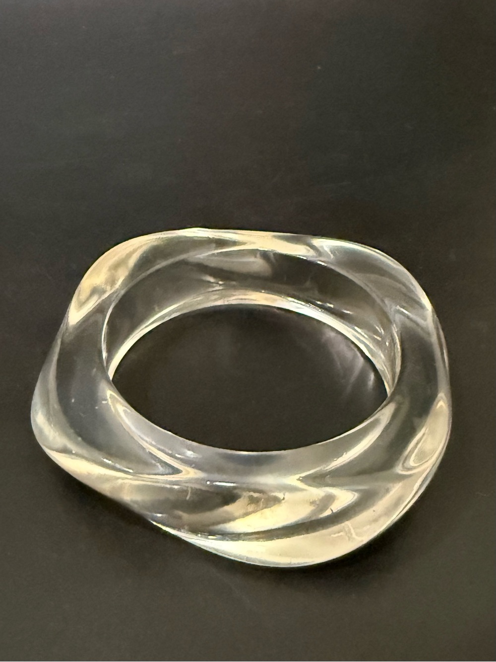 Chunky Wavy Clear Lucite Squircle Statement Bangle Bracelet